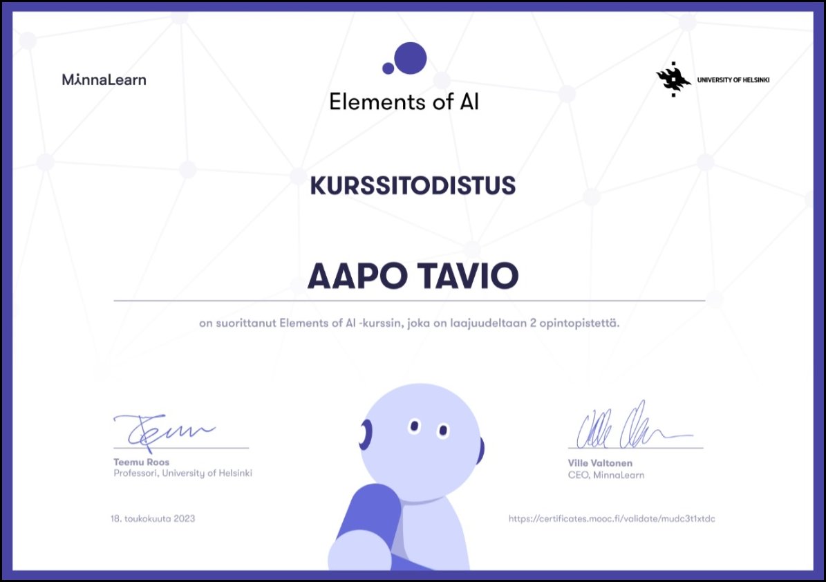 elements of ai certificate