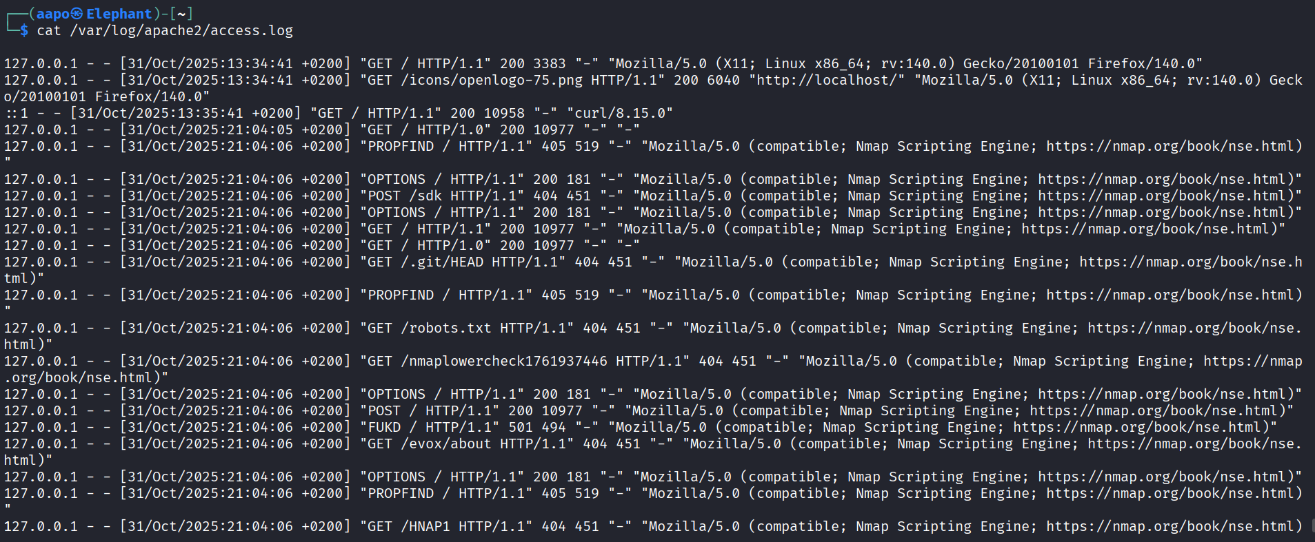 Tiedosto access.log